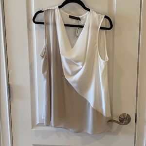The Limited White and Cream Asymetrical Top